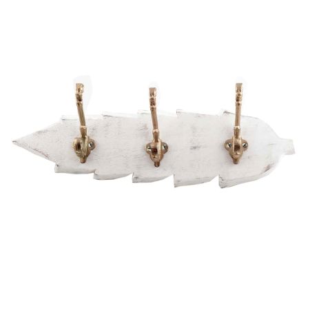 White Golden Small Wall Wooden Iron Hooks